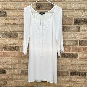 NAIF White Lace-Trimmed Dress